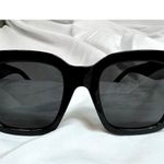 Large Cat Eye Fashion Sunglasses with Silver Accents Black Photo 5