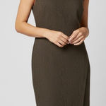 Ralph Lauren Black Label Brown Tweed Suede Cap Sleeve Sheath Midi Dress Size 12 Photo 0