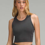 Lululemon Sz 8 Black Ribbed Softstreme Cropped Women’s Casual Workout Tank Top Photo 0
