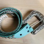 Y2K Bling Belt Size medium Blue/Green Rhinestone Chunky silver Buckle Blue Photo 5