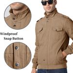 Men's Cargo Jacket Lightweight Casual Cotton Military Coat Outwear Stand Collar Photo 2