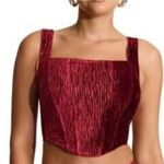 Naked Wardrobe  Red Velvet Crop Top Photo 1