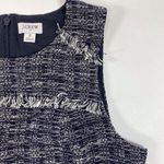 J.Crew  Tweed Fringe Sheath Sleeveless Dress Navy Blue Preppy Career Office Photo 5