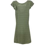 Treasure & Bond Crochet Knit V Neck Flutter Sleeve Mini Dress Olive Green Size S Photo 4