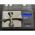 Sarah Coventry Limited Edition 1976 Biker Cross 3.5" Necklace Green Enamel Silver Photo 1