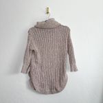 EXPRESS  | Y2K Extreme Circle Hem Cowl Neck Ribbed Knit Cozy Sweater, Blush Beige Photo 3
