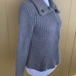 EXPRESS women S wool blend snap front Longsleeve knit sweater w/cowl neck grey Photo 4
