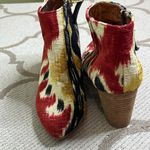 Miss Albright Anthropologie Fabric 3” heel Booties, size 7.5 Red Photo 15