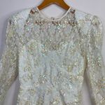 Vintage 80s 90s Marie St Claire Ivory Sequin Embroidered Lace Sheer Dress 8 new Photo 1