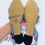 CAbi Tied Up Watercolor Blue Floral Striped Cotton Ankle Wrap Sandal 6013 8 NWOB Photo 7