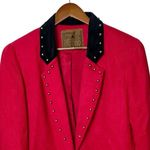 Vintage Saddle Ridge Vintage Western Red Studded Blazer M Black Suede Collar Size M Photo 3