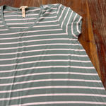 Matilda Jane  Green & White Striped Short Sleeve T-Shirt Dress Flowy Large Photo 4