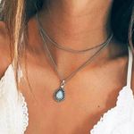 Boho Rhinestone Choker Necklace Silver Photo 0