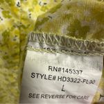 Hesperus  Off Shoulder Button Up Yellow Green Floral Mini Dress Womens Large Photo 9