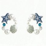 Starfish and Shell Pearl Earrings Blue Photo 3