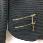 Antonio Melani Black Knit Moto Zip Up Collarless Jacket M Photo 3