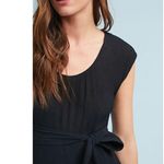Anthropologie Cropped Wide Leg Jumpsuit Womens Size 0 Black Abbey Crepe Belted Photo 10
