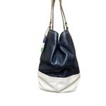 Coach New York Leather Womens Purse Handbag Blue White Satchel Handle Bag Photo 4