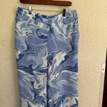 Chico's Blue Marble Wide Leg Pull On Pants Resort Travel Summer Size 2 US 12 Photo 2