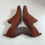 Lucky Brand Booties Vienna Leather Stacked Heels Pull On Comfort Cognac Brown Photo 6