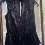 NWT Cloud & Sky Crushed Velvet Peplum Deep V Shirt Top Black Juniors Size Small Photo 0