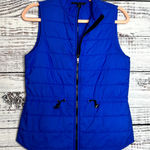 Lafayette 148 New York Blue Quilted Puffer Vest Petite P Drawstring Waist Size XS Photo 0