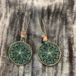 Elegant Teal and Gold Earrings Green Photo 0