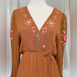 easel  Embroidered Camel Maxi Dress S Photo 4