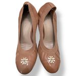 Tory Burch  Womens Jolie Brown Leather Elastic‎ Trim Cap Toe Block Heel Pumps 7M Photo 1