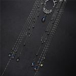 Crystal Retro Hairband Elegant Shinning Rhinestones Long Tassel Hairwear Waterdr Silver Photo 4