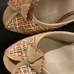 Marcello Paci Shoes Sz 8 Slides Kitten Heels Tweed Fabric Orange/Tan Tan Photo 1
