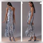 Anthropologie NWT MAEVE  One Shoulder Sequin Ruffle
Maxi Dress Silver XS Photo 3