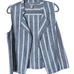 Chico's Chico’s 100% Linen Striped Lavish Linen Open Front Vest Medium Photo 0