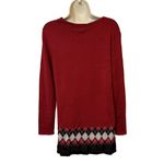 Rebecca Malone Festive Garnet Plaid Trim Sweater Top Red Black Argyle Scarf Detail Women’s S Photo 2