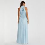 Mac Duggal  55035 Womens Blue High Neck Chiffon Gown with Bow Photo 4