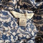 Lucky Brand  Women’s Top Flowy Blue Floral Geometric Design Size Small Photo 3