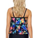 Island Escape Coral Gables Bandeau Tankini Top Tie Shelf Bra Floral Black 14 Blue Photo 1