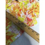 Floral Print Blouse Yellow Orange White Tie Neck Short Sleeve Top size L Size L Photo 3