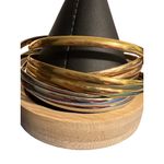 Metallic Multi Tone Cluster Bangle Bracelets Gold Silver Rose Gold Tone 9" Photo 1