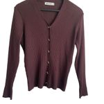Grace Karin Grace Karin Women Cardigan Sweater L Brown Ribbed Fitted Preppy Academia Office Photo 4