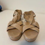 Laura Ashley women’s nude elastic strap platform sandals — size 9.5 Photo 1