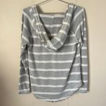 Billabong Women's Gray &White Striped Terry Cloth Long Sleeve Hoodie Size M Photo 1