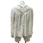 Free People  Abigail Victorian Eyelet Top Ivory Blouse Size M Photo 3