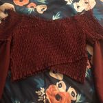 Ambiance Apparel Red Crop Top With Flare Sleeves Photo 0