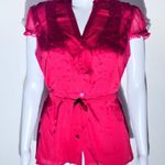 Worthington Red Satin Pleated Blouse – Size Medium with Tie Belt Photo 0