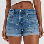 American Eagle  AE Denim '90s Boyfriend Short Embroidered Size 4 EUC!!! Photo 0