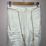 Anthropologie  White Canvas Denim High Rise Belted Straight Crop Jeans 25 Photo 1