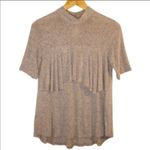 Ro & De Ruffle Mock Neck T-shirt Mocha Pink XS Photo 4