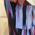 Parker  Miles Blue & Red Watercolor Ikat 100% Silk Maxi Dress Photo 6