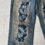 Free People Desert Rose Jeans High Rise Straight Leg Embroidered Floral Patch 26 Photo 8